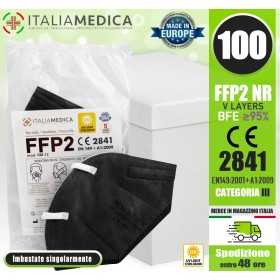 100 Italiamedica BLACK FFP2 PPE Masks CE2841 Certified Cat.III Made in EU