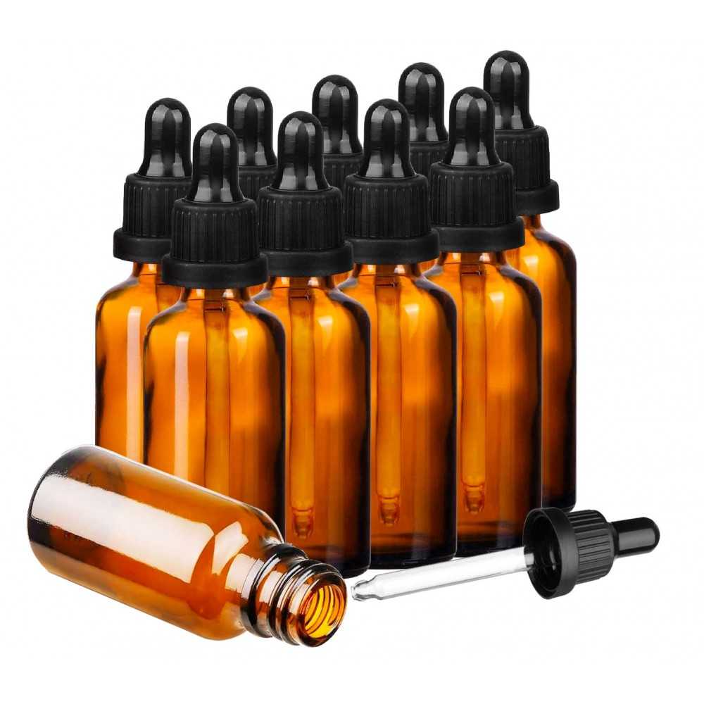 10 Pack Glass Bottles of 10ml with laboratory dropper