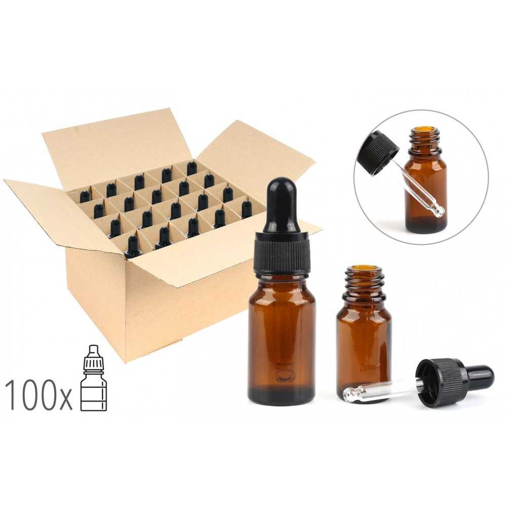 100 Pack Glass Bottles of 10ml with laboratory dropper