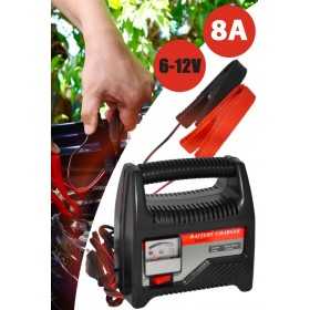 Portable Battery Charger 6-12V 8A with Ammeter for Lead Acid Batteries