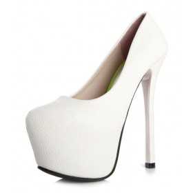 High heel platform pumps in faux leather 15.5cm Heel 6.5cm Platform White Kvoll