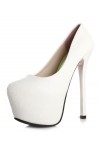 High heel platform pumps in faux leather 15.5cm Heel 6.5cm Platform White Kvoll