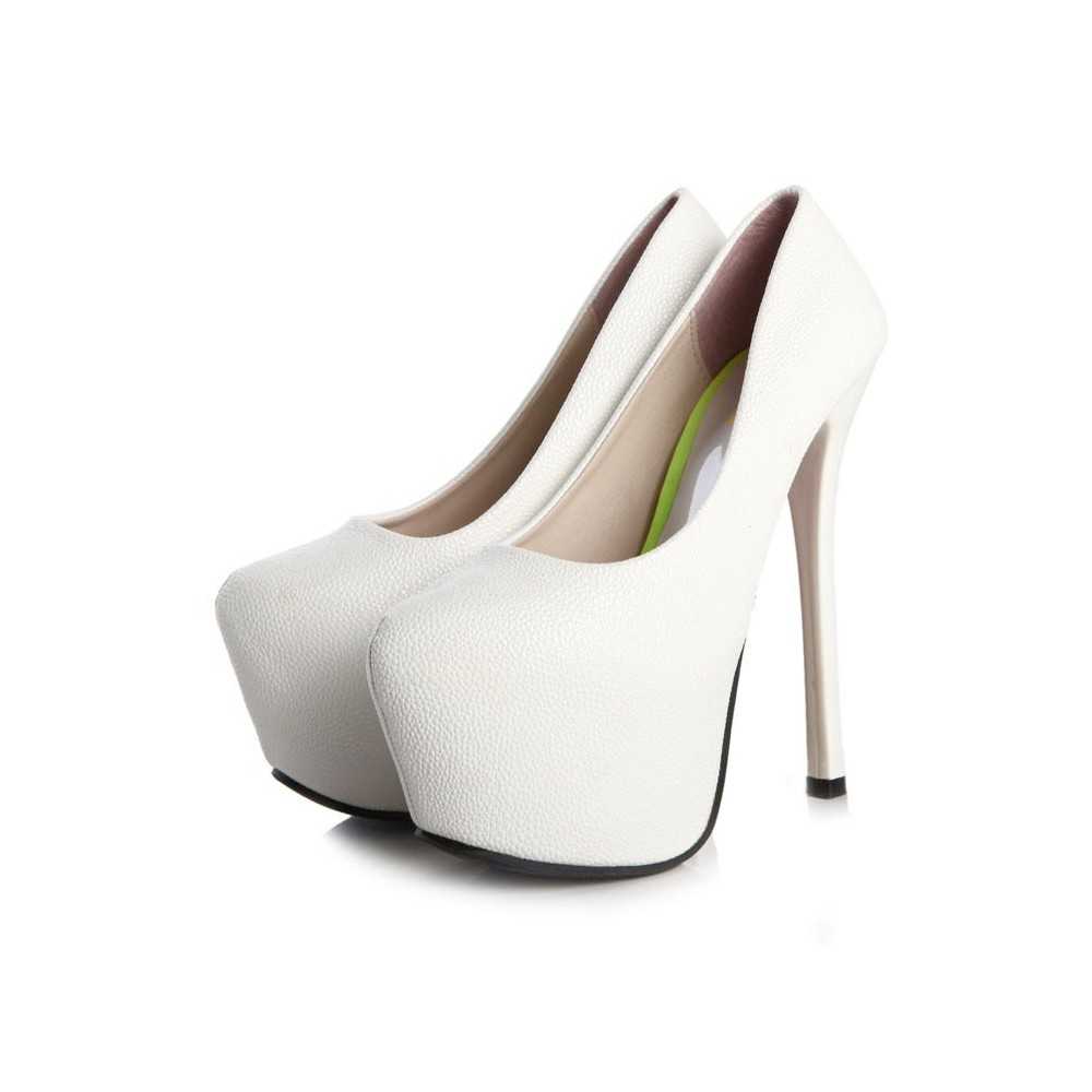 High heel platform pumps in faux leather 15.5cm Heel 6.5cm Platform White Kvoll