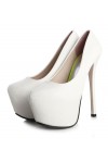 High heel platform pumps in faux leather 15.5cm Heel 6.5cm Platform White Kvoll