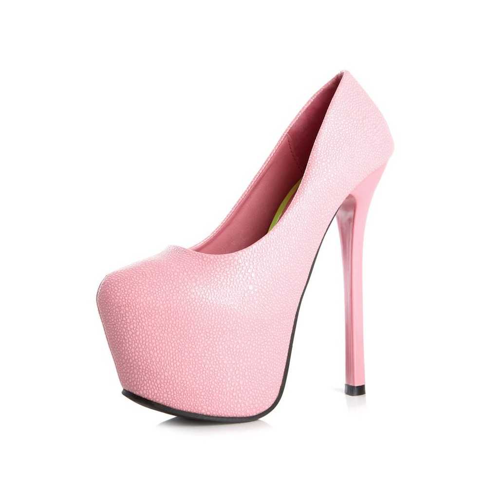 Scarpe tacco alto sexy decolettè ecopelle Tacco alto a spilo 15.5cm Plateau 6.5cm Rosa Kvoll