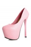 High heel platform pumps in faux leather 15.5cm Heel 6.5cm Platform Pink Kvoll