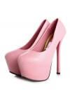 High heel platform pumps in faux leather 15.5cm Heel 6.5cm Platform Pink Kvoll