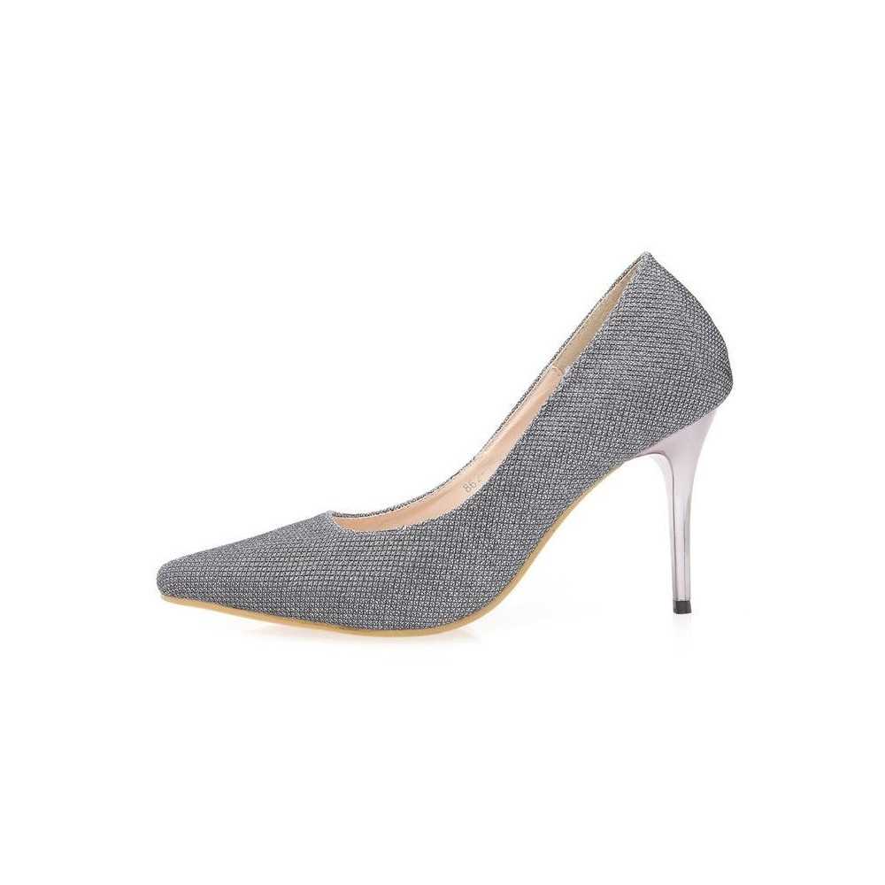 High heel pointy toe pumps with glitter 10cm Stiletto Heel Silver