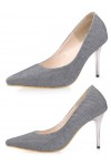 High heel pointy toe pumps with glitter 10cm Stiletto Heel Silver