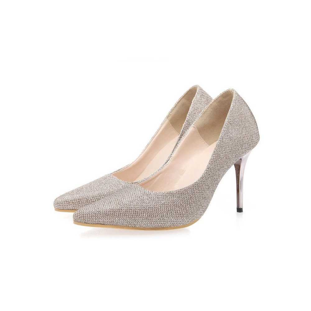 Scarpe sexy decolleté a punta in tessuto luccicante Tacco 10cm Oro Mersh