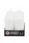 White Hofer Large Cylindrical Candles 6x12cm Set of 6 Candles 30h