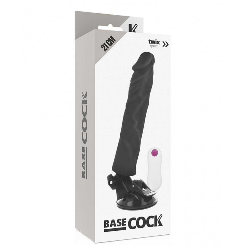 BaseCock Black Realistic Vibrator remote control 21cm