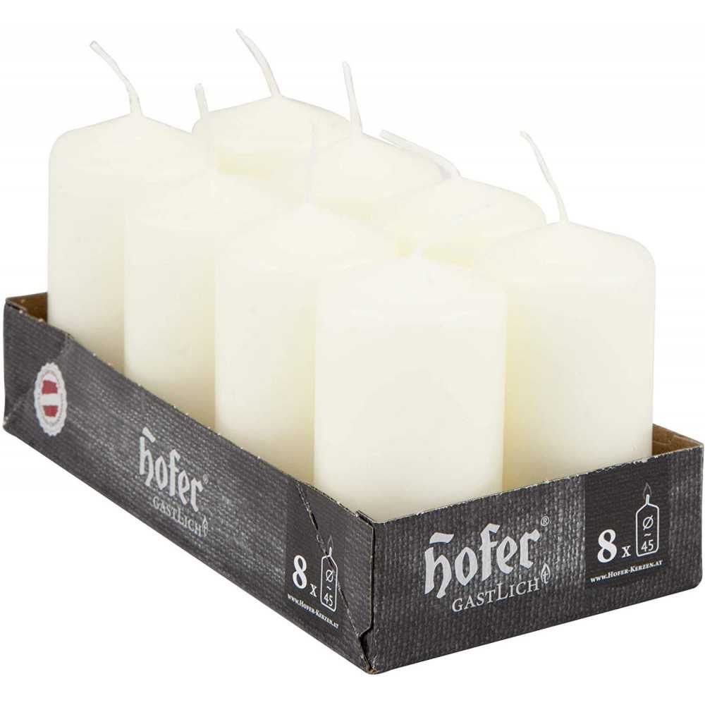 Hofer Candele Cilindriche Antigoccia 45x90mm 12h Box 8Pz Avorio