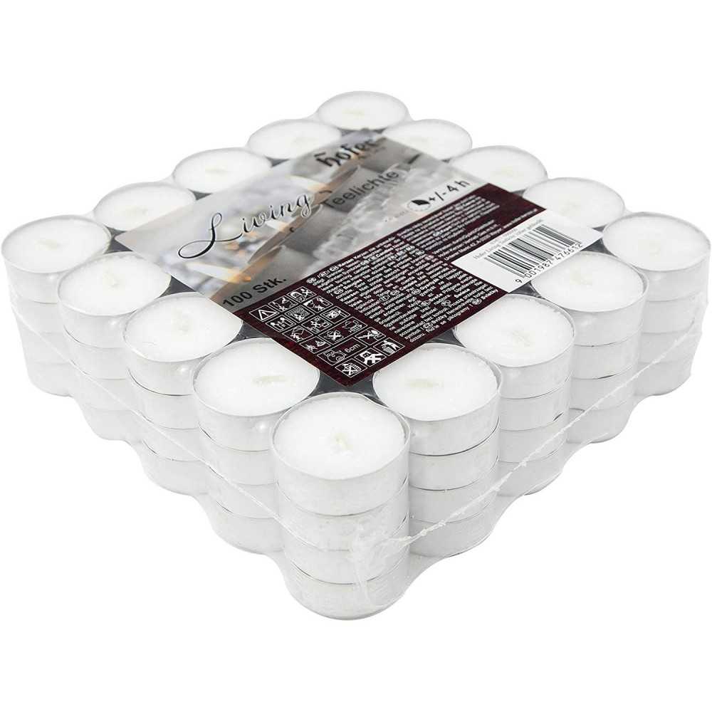 Hofer Tealight 200Pz Living 4h Candele Lumini Bianchi Non profumati