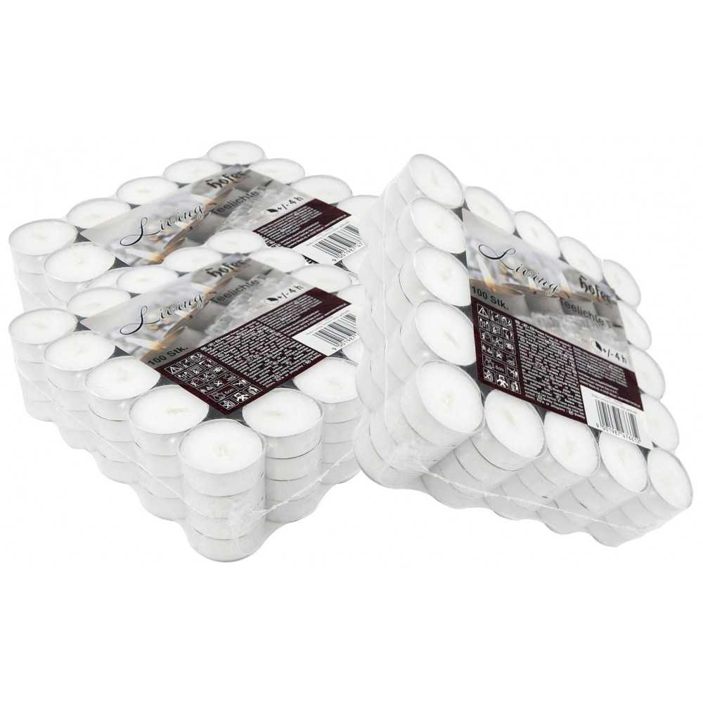 Hofer Tealight 300Pz Living 4h Candele Lumini Bianchi Non profumati