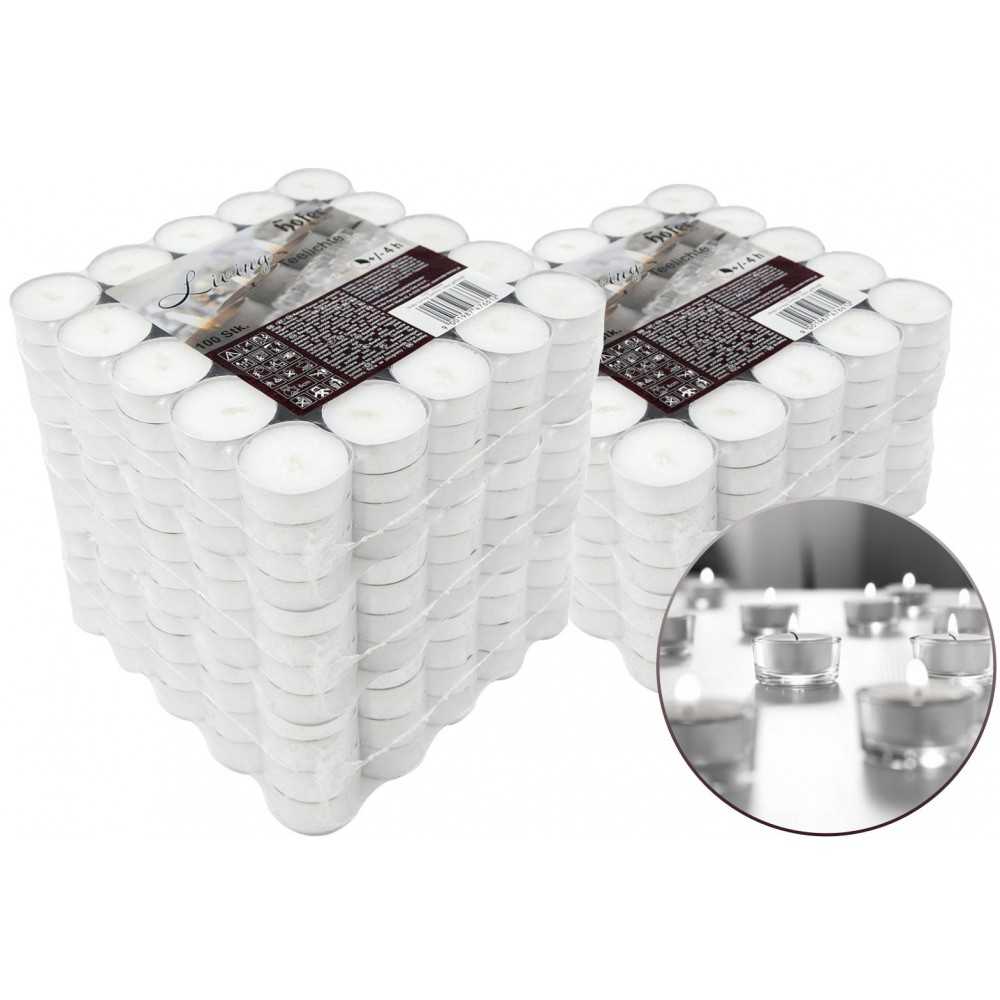 White Hofer Living Tealight Unscented Candles 4h 500Pcs