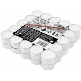 Hofer Premium Tealight Unscented Candles 8h 50Pcs White