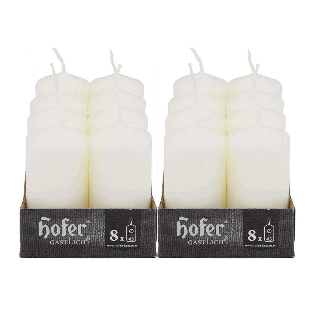 Hofer Non-drip Pillar Candles 16Pcs 45x90mm 12h Ivory