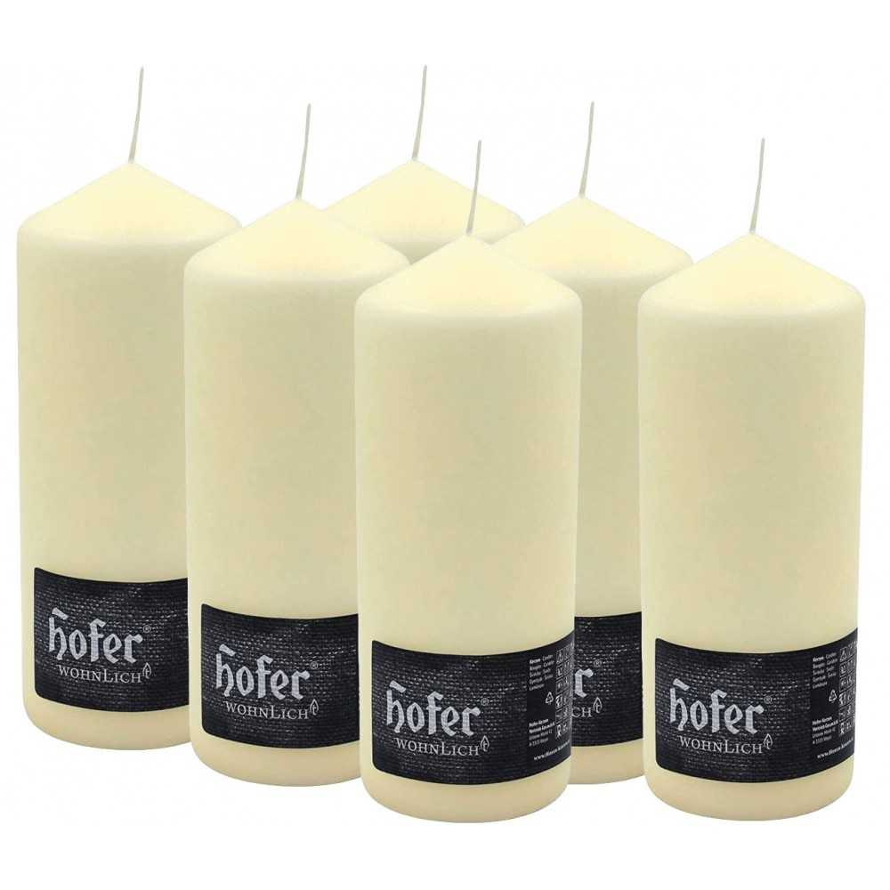 Hofer Non-drip Pillar Candles 6Pcs 78h Ivory