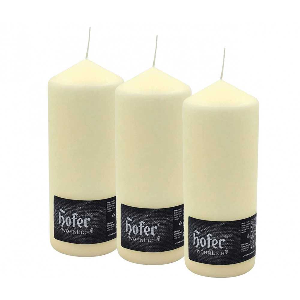 Hofer Non-drip Pillar Candles 3Pcs 78h Ivory