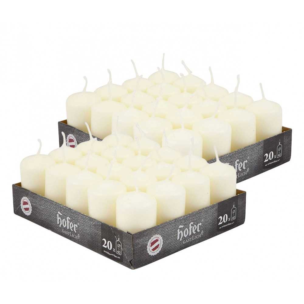 Hofer Non-drip Pillar Candles 40Pcs 7h Ivory