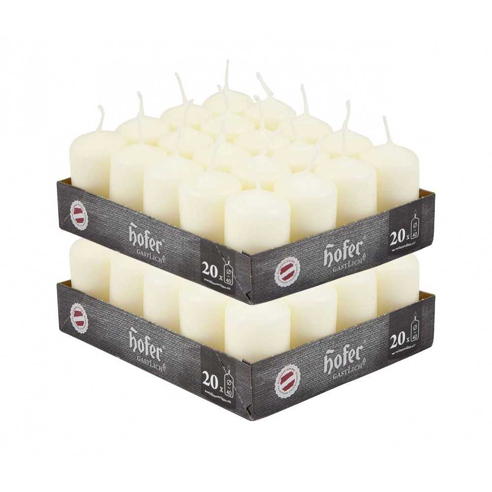 Hofer Non-drip Pillar Candles 40Pcs 7h Ivory