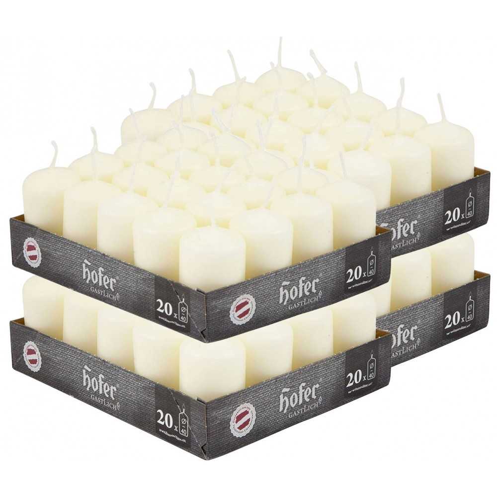 Hofer Non-drip Pillar Candles 80Pcs 7h Ivory