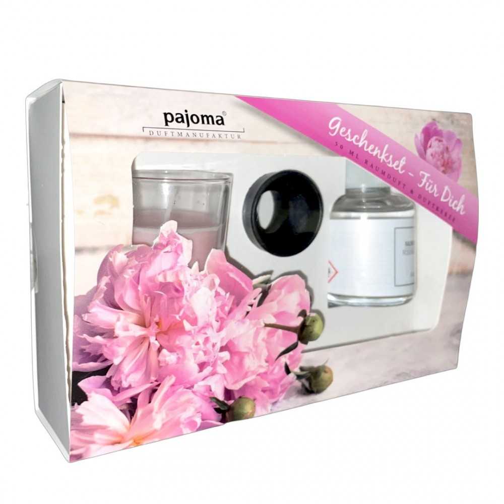 Pajoma Gift Set For You Rose Candle and Diffuser with wooden sticks