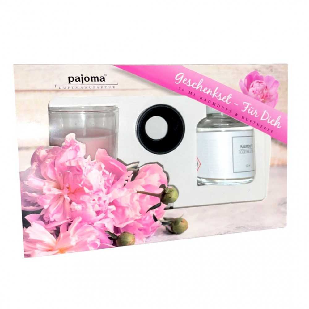 Pajoma Gift Set For You Rose Candle and Diffuser with wooden sticks