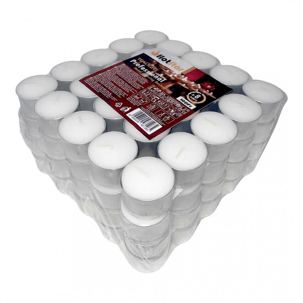 HotStar Professional Tealight Candele Lumini Non profumati 8h 100Pz Bianco