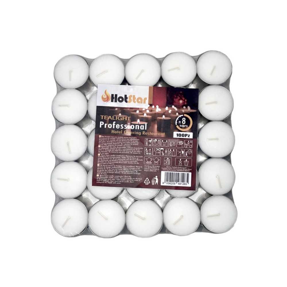 HotStar Professional Tealight Unscented Candles 8h 100Pcs White