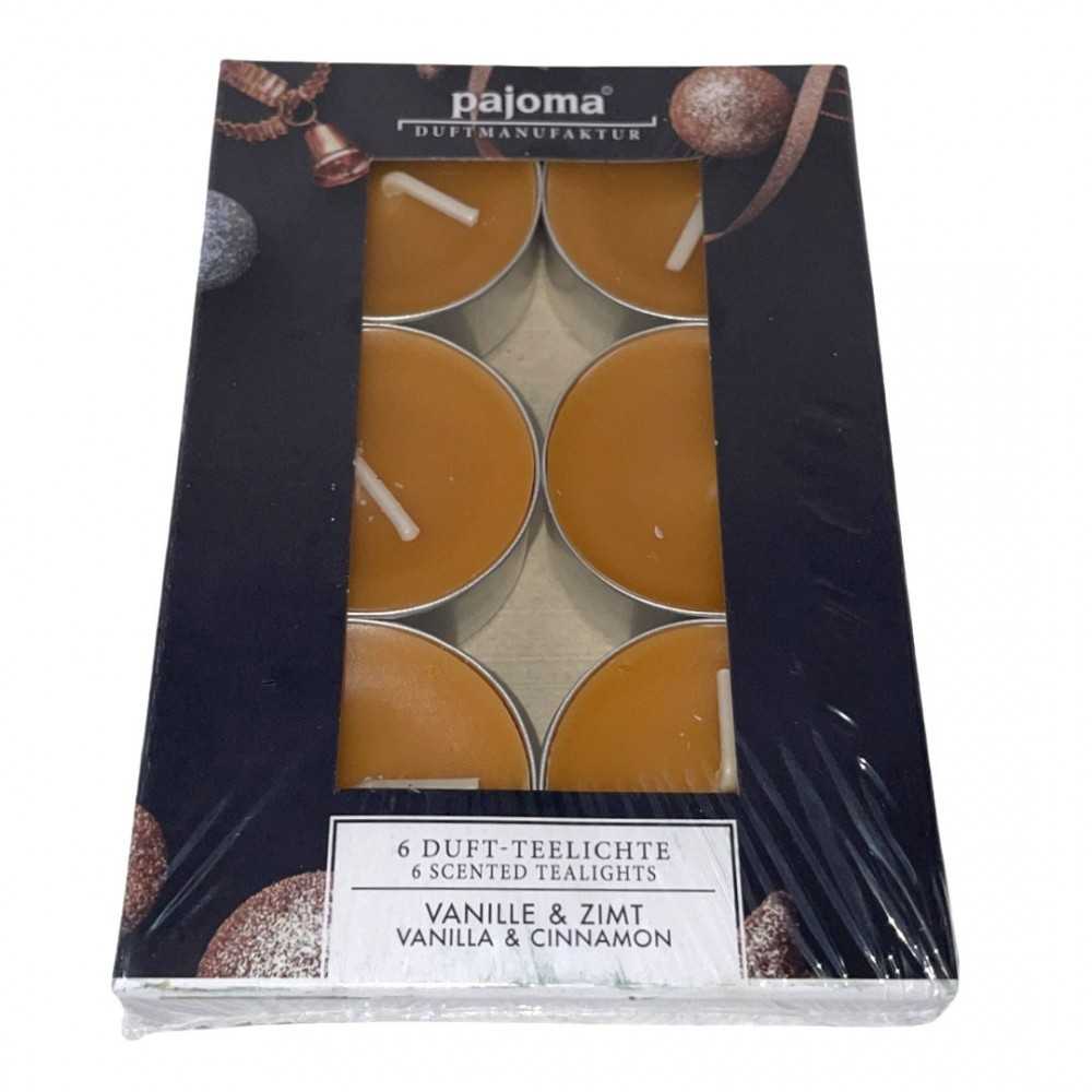 Pajoma Vanilla & Cinnamon Tealight 6Pcs Scented Candles 4h