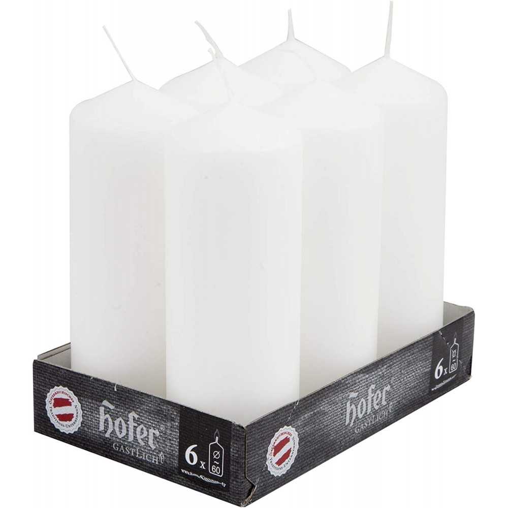 White Hofer Large Cylindrical Candles 6x16.5cm Set of 6 Candles 43h