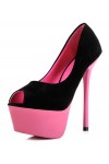 Scarpe tacco alto sexy spuntate con plateau Tacco 15cm Plateau 5cm Nero/Fucsia Kvoll