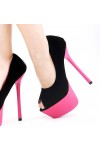 Scarpe tacco alto sexy spuntate con plateau Tacco 15cm Plateau 5cm Nero/Fucsia Kvoll