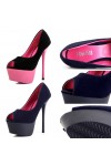 Scarpe tacco alto sexy spuntate con plateau Tacco 15cm Plateau 5cm Nero/Fucsia Kvoll