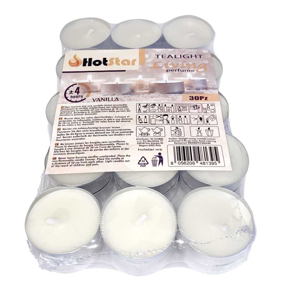 HotStar Living Tealight Scented VANILLA Candles 4h 30Pcs