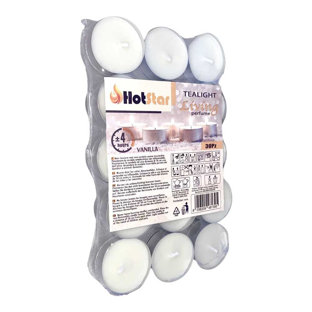 HotStar Living Tealight Candele Lumini Profumati VANIGLIA 4h 30Pz