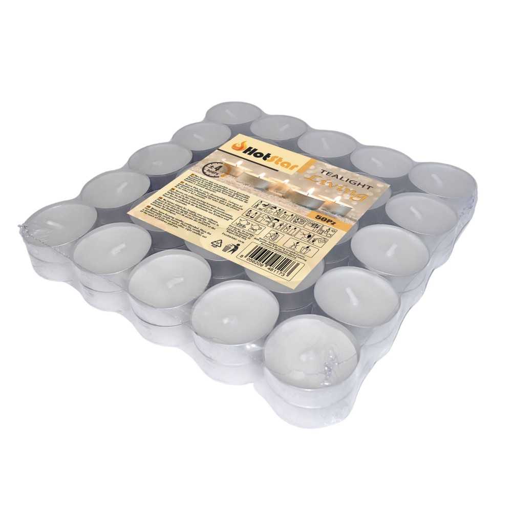 HotStar Living Tealight Candele Lumini Non profumati 4h 50Pz Bianco