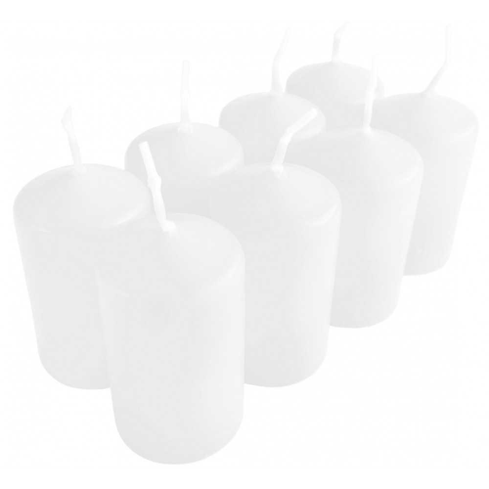 HotStar Candele Cilindriche Cera a Colonna Durata 7 Ore d40 h70 mm Colore Bianco Set di 8 Pezzi Antigoccia