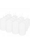 HotStar Pillar Wax Cylindrical Candles Duration 7 Hours d40 h70 mm White Color Set of 16 Pieces