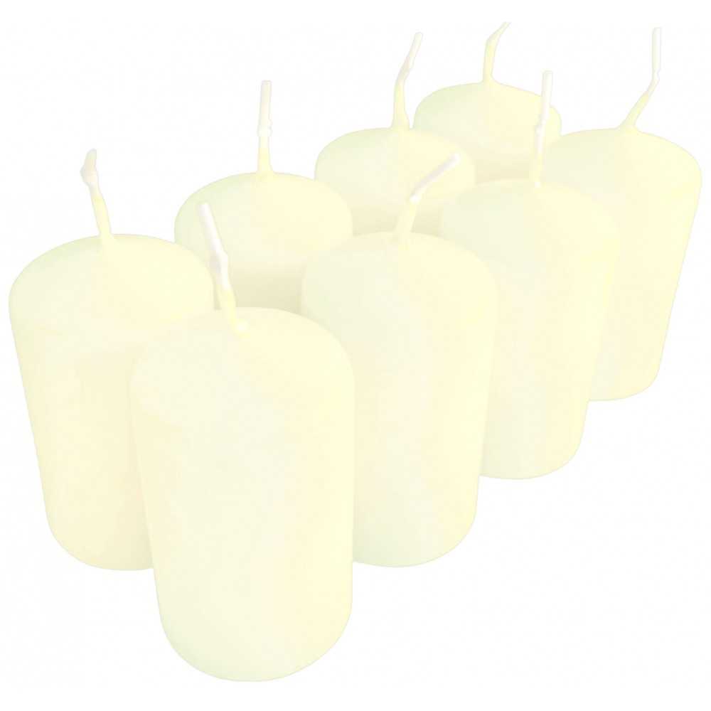 HotStar Pillar Wax Cylindrical Candles Duration 7 Hours d40 h70 mm Ivory Color Set of 8 Pieces