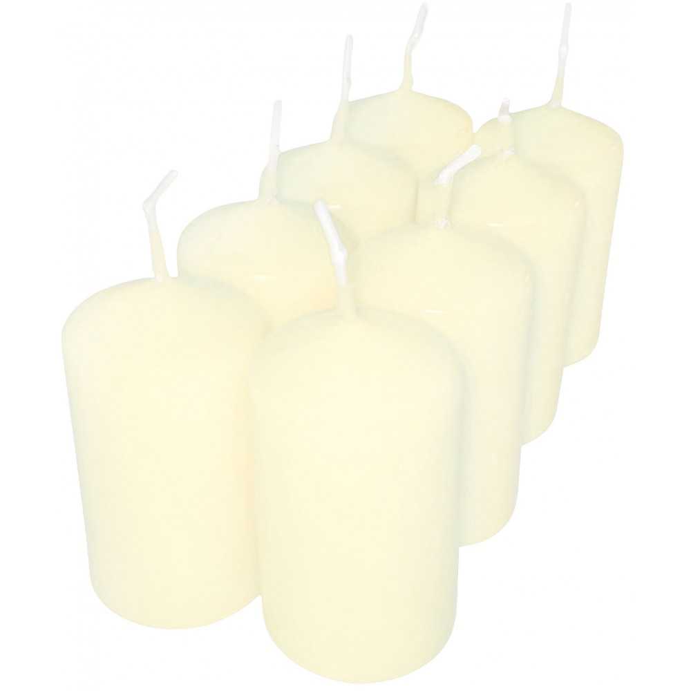 HotStar Pillar Wax Cylindrical Candles Duration 7 Hours d40 h70 mm Ivory Color Set of 8 Pieces