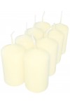 HotStar Pillar Wax Cylindrical Candles Duration 7 Hours d40 h70 mm Ivory Color Set of 8 Pieces