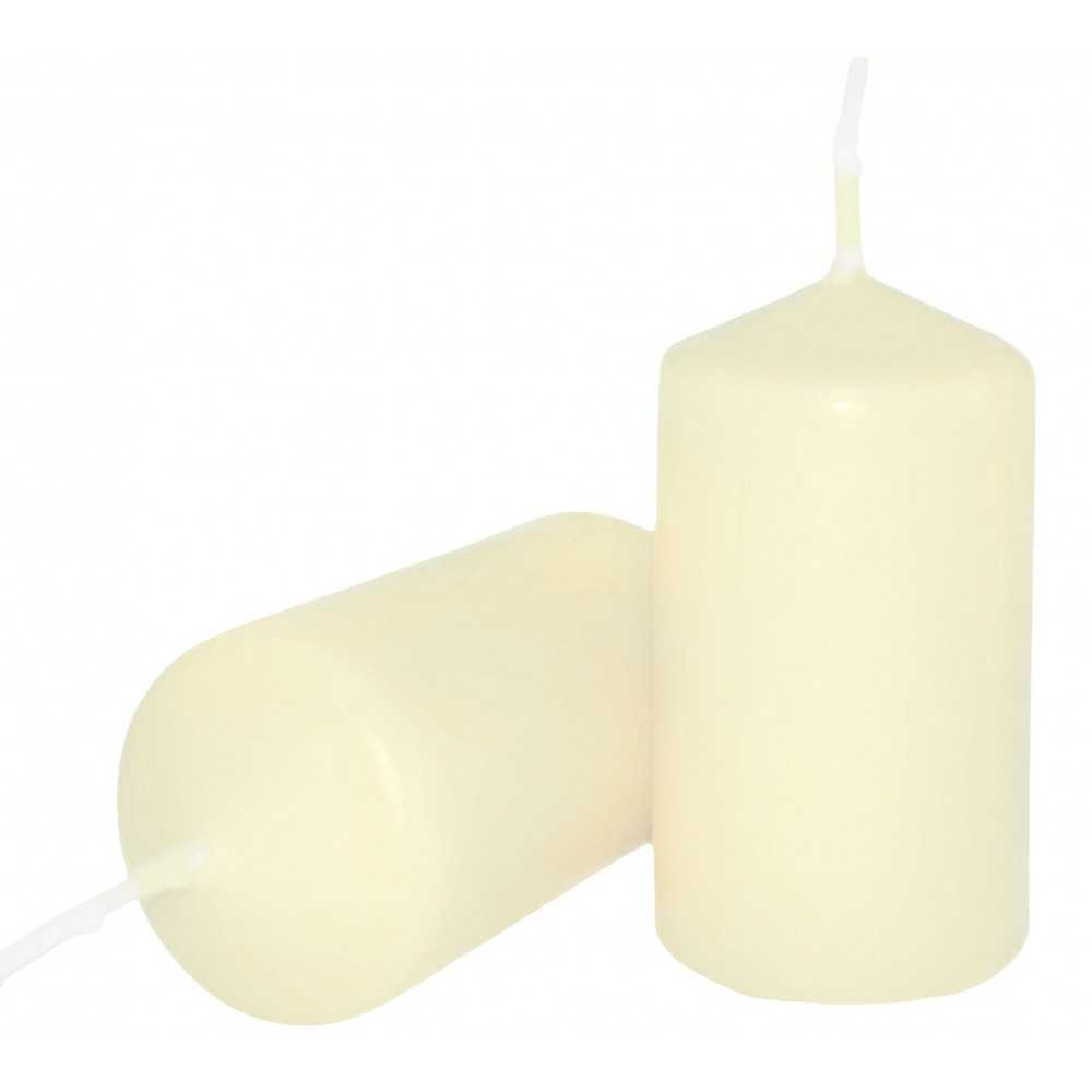 HotStar Pillar Wax Cylindrical Candles Duration 7 Hours d40 h70 mm Ivory Color Set of 8 Pieces