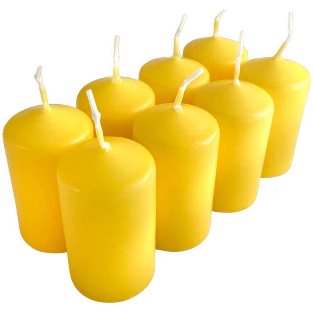 HotStar Candele Cilindriche Cera a Colonna Durata 7 Ore d40 h70 mm Colore GIALLO Set di 8 Pezzi Antigoccia