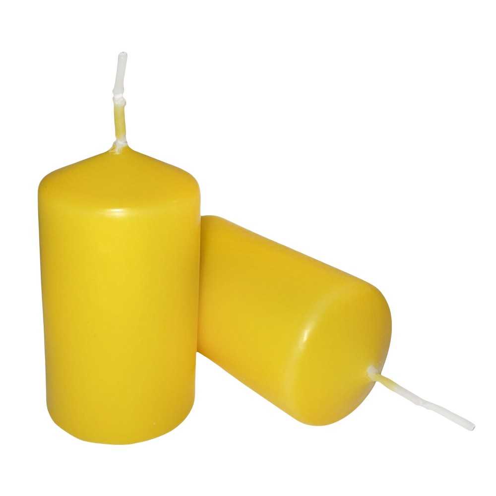 HotStar Pillar Wax Cylindrical Candles Duration 7 Hours d40 h70 mm Yellow Color Set of 16 Pieces