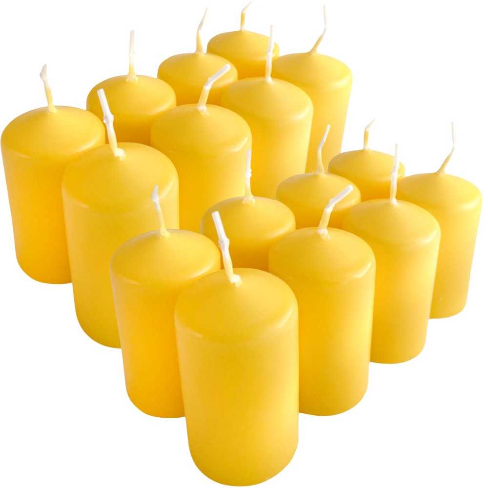 HotStar Candele Cilindriche Moccoli Cera a Colonna Durata 7 Ore d40 h70 mm Colore GIALLO Set di 16 Pezzi Antigoccia