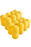 HotStar Pillar Wax Cylindrical Candles Duration 7 Hours d40 h70 mm Yellow Color Set of 16 Pieces