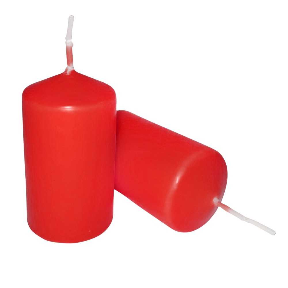 HotStar Pillar Wax Cylindrical Candles Duration 7 Hours d40 h70 mm RED Color Set of 8 Pieces